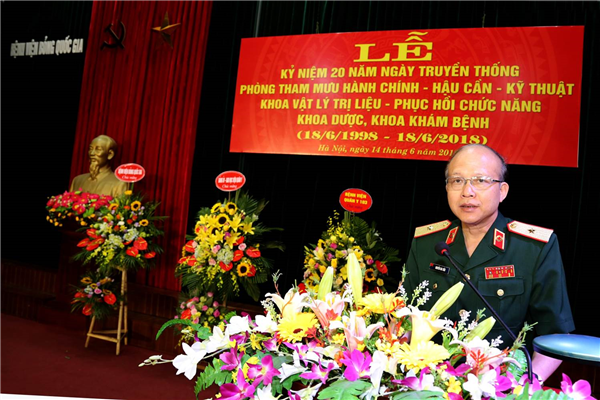 Lễ kỷ niệm 20 năm Ngày Truyền thống Phòng Tham mưu hành chính - Hậu cần - Kỹ thuật, Khoa Vật lý trị liệu - Phục hồi chức năng, Khoa Dược - Trang bị, Phòng Khám bệnh (18/6/1998 - 18/6/2018)